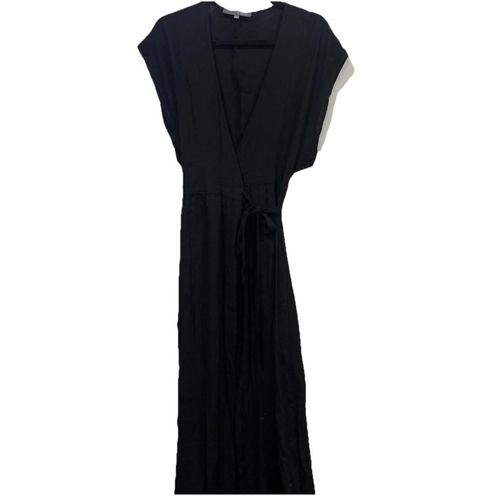 Women’s TYSA wrap Dress Size‎ 0 Black Long Summer Casual Rayon Made In USA